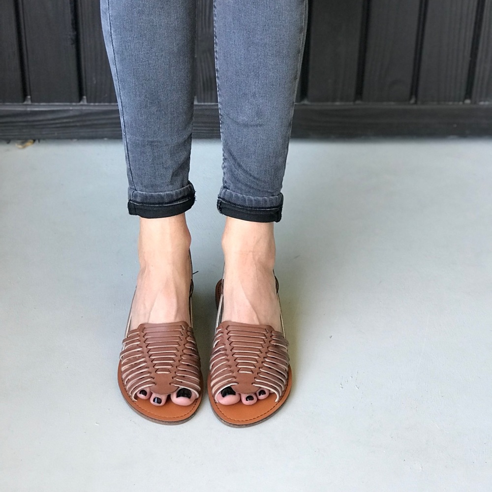 Boho Two Tone Huarache Espadrille Sandals